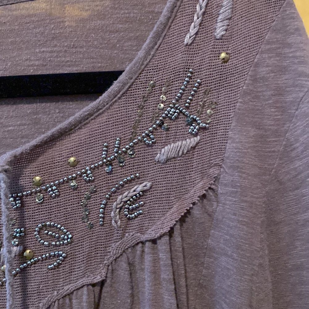 Nine West Vintage America long sleeve dark taupe lightweight boho shirt size M - Picture 3 of 6